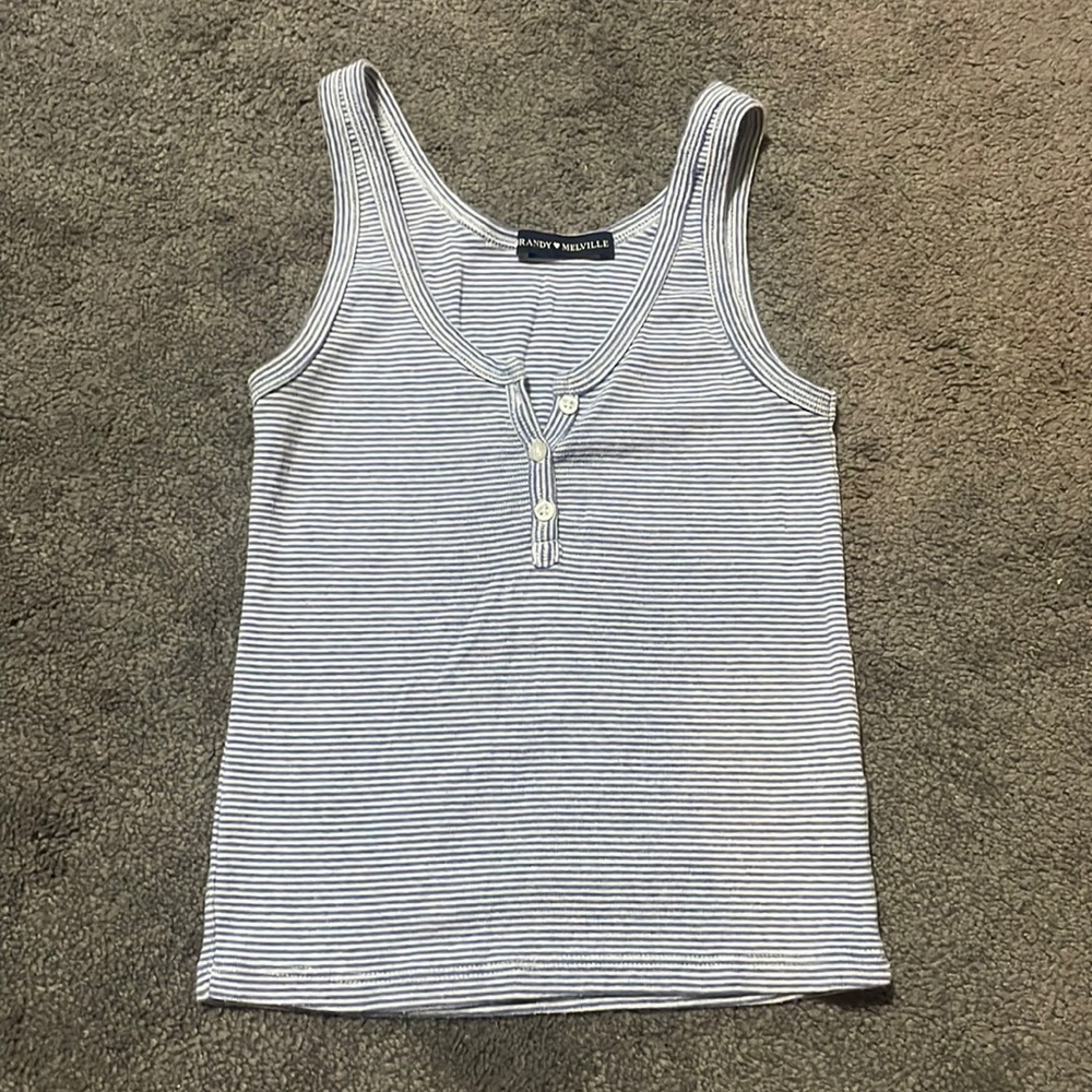 brandy melville blue and white striped tank top